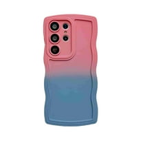 Dteck for Samsung Galaxy A24 4G Phone Case, Cute Gradient Color Curly Wave Frame Camera Lens Cover Protective Shockproof Bumper Soft Silicone Phone Cover, C
