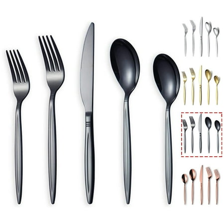 

ReaNea Black Silverware Set 20 Pieces Flatware Set Cutlery Set Service For 4