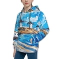 thumbnail image 2 of Lsque Greek Island Windmills Painting Patten Youth Hoodie Sweatshirt Pullover with Kangaroo Pocket Boys and Girls Hoodie Warm Hoodie for Kids-Large, 2 of 6