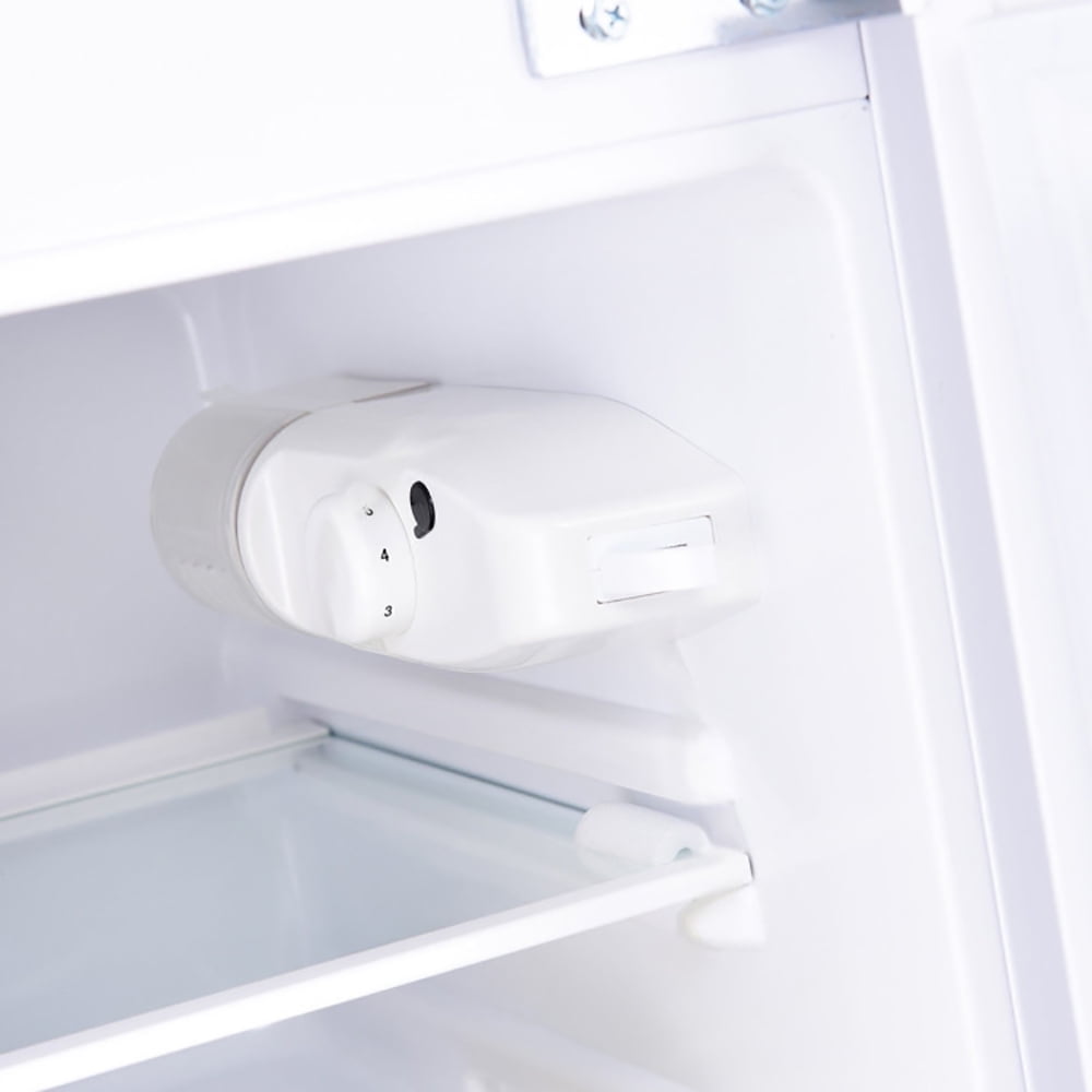 Canddidliike 3.2 cu ft. Compact Stainless Steel Refrigerator-White, Fridge with Freezer, Fridge, Adjustable Thermostat