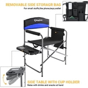 KingCamp Padded Outdoor Chair with Table and Pockets, Black/Blue (2 Pack)