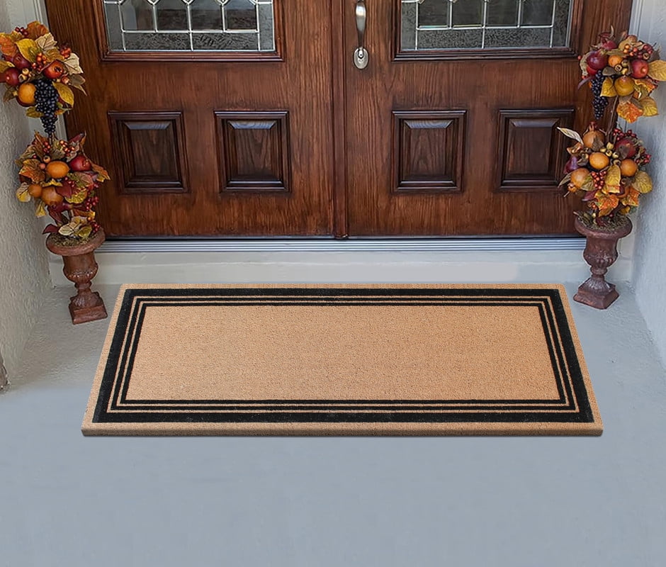 A1HC Natural Coir Flock Doormat for Outdoor Entrance, Heavy Duty, Thin Profile, Anti-Shed Treated Durable Mats, Easy to Clean, Long Lasting, Front Door Entry Mat 30"x60"