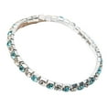 thumbnail image 2 of Trayknick Bracelet de Luxe pour Femmes, Rangée Simple, Incrusté de Strass, Bracelet Élastique, Bijou Bleu Lac + Blanc, 2 of 13