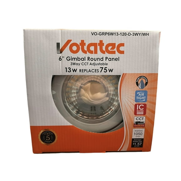 VOTATEC Panneau Rond à GIMBAL LED 6 Pouces 3CCT 13W Blanc
