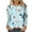 Light Blue#02, variant on JTZGDY Cute Women Floral Shirts Dressy Casual Summer 3/4 Length Sleeve Crewneck Basic Tunic Tees Tops Lightweight Cotton Pullover Blouse Fashion Ladies 2025 Outfit Clothes Army Green L