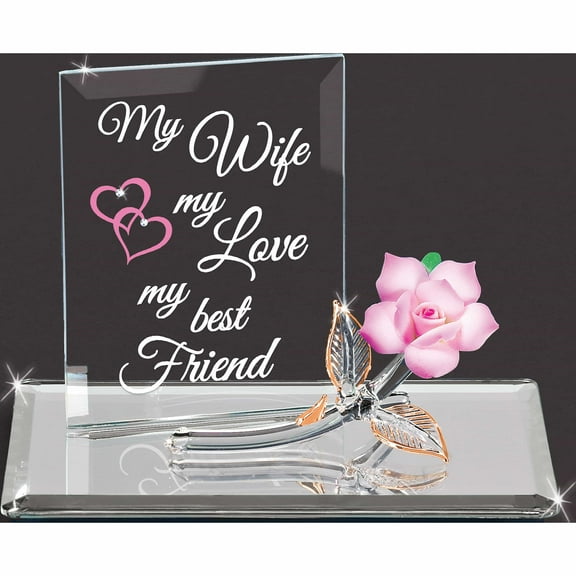 Fashion My Wife, Best Friend - Pink Glass Figurine (4.5 X 7.13) Made In China -Jewelry By Sweet Pea