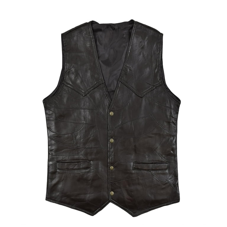 Victory Outfitters Men's Western Motorcycle Leather Vest, Pack