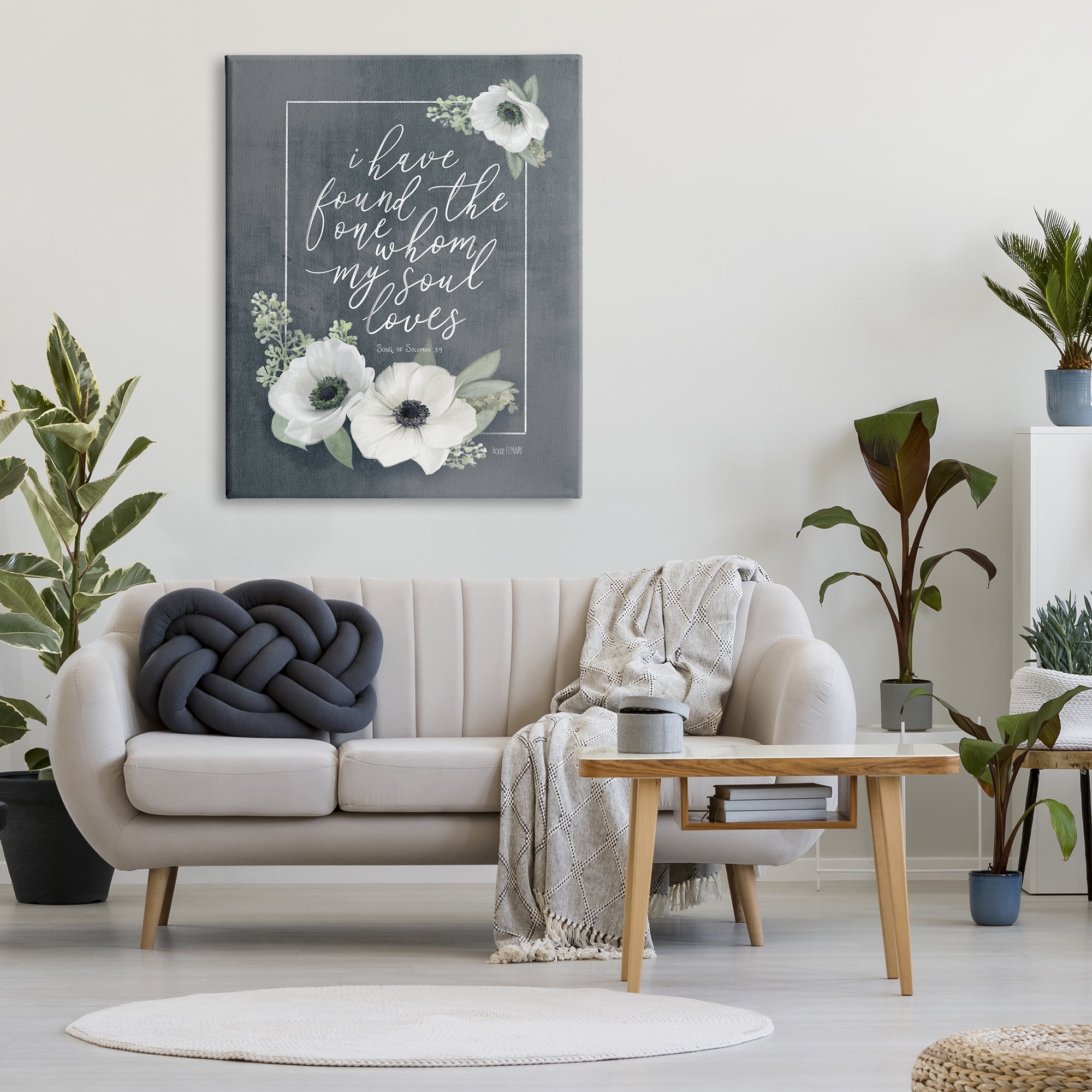 Stupell Industries Whom My Soul Loves 3:4 Rustic White Poppy Florals, 36 x 48, Designed by House Fenway
