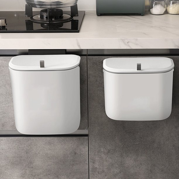 ¡Precios Increíbles!, Cubo de basura para cocina, hogar, armario, puerta, colgante, sin perforaciones, de plástico, con tapa, para baño, adhesivo, para colgar, con tapa, sin olor Akmoler
