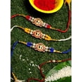 thumbnail image 2 of Crunchy Fashion OM Wooden Multicolor Rakhi Set- Pack of 4 With Roli & Chawal Tilak Raksha Bandhan Handmade For Men's, 2 of 2