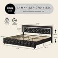 thumbnail image 6 of 4 EVER WINNER King Bed Frame, Upholstered Platform Bed Frame with Headboard and Footboard, Diamond Headboard and Footboard Design, Black, 6 of 7