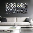 thumbnail image 1 of Pegatinas de pared de espejo 3D, 4 piezas de acrílico cuadrado geométrico patrón DIY arte calcomanías, espejo autoadhesivo plástico hoja de pared azulejos decoración del hogar para sala de estar dormi, 1 of 5
