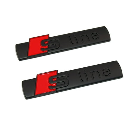 - US85 Audi Sport S-LINE Side Fender Left & Right Nameplate 3D Marker Logo Emblem Decal Badge Sticker Decoration 2Pcs (Matte Black)