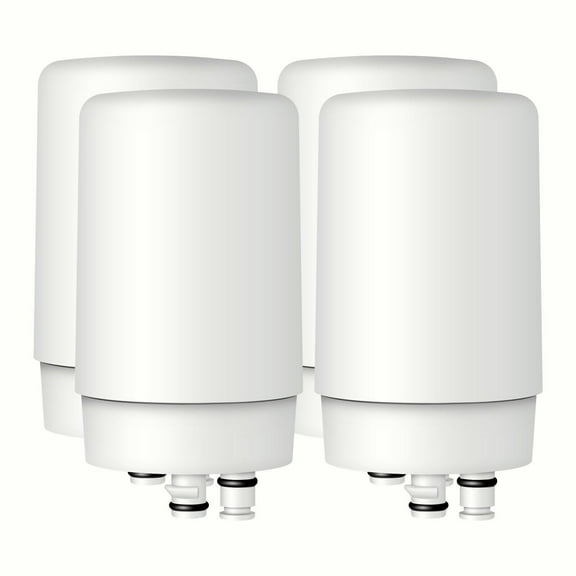 AQUA CREST Faucet Filter Replacement for Faucet Filter, 36311 On Tap Water Filtration System, FR-200, FF-100 Replacement Filter, White(4)