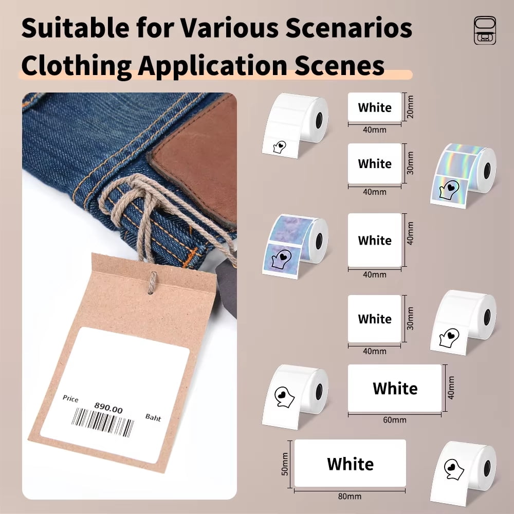 Phomemo M110 Portable Thermal Label Printer, Mini Barcode Sticker Printer for Business, School, Cable & Office Organization
