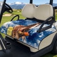 thumbnail image 3 of Xixirimido Golf Cart Seat Cover Quilted Golf Cart Seat Towel Blanket with 4 Pockets Fit for 2 Person Seats Carts Portable Travel Friendly Easy Carrying, Horse Blue Clouds, 3 of 8