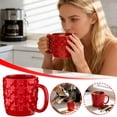 thumbnail image 1 of GFHFHITJ Embossed Hearts Stoneware Ceramic Mug Red Valentine's Day, 1 of 9