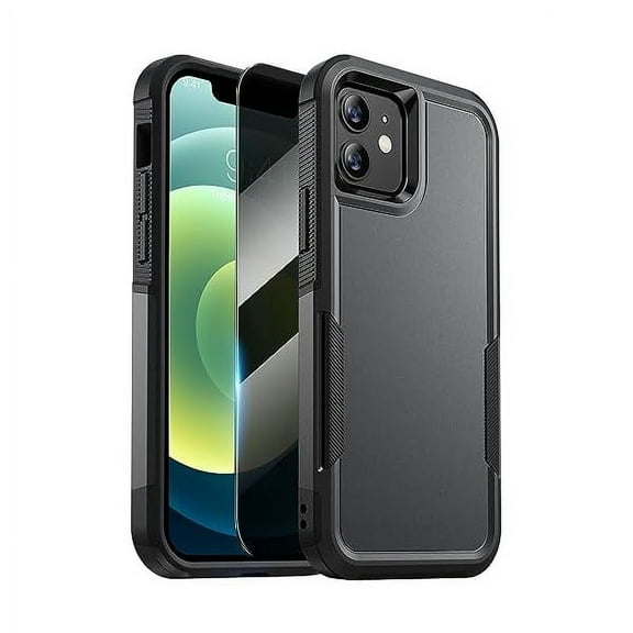 Designed for iPhone 12 Case/iPhone 12 Pro Case, [with Privacy Screen Protector] [Anti Spy] [Military Grade Drop Protection] Heavy Duty Full-Body Shockproof Phone Case, Black