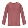 thumbnail image 5 of YODETEY Womens Long Sleeve T Shirt, Tops under $10, Basis Classic-Fit Long-Sleeve Crewneck T-Shirt，Pink,Women's Plus XXL, 5 of 5