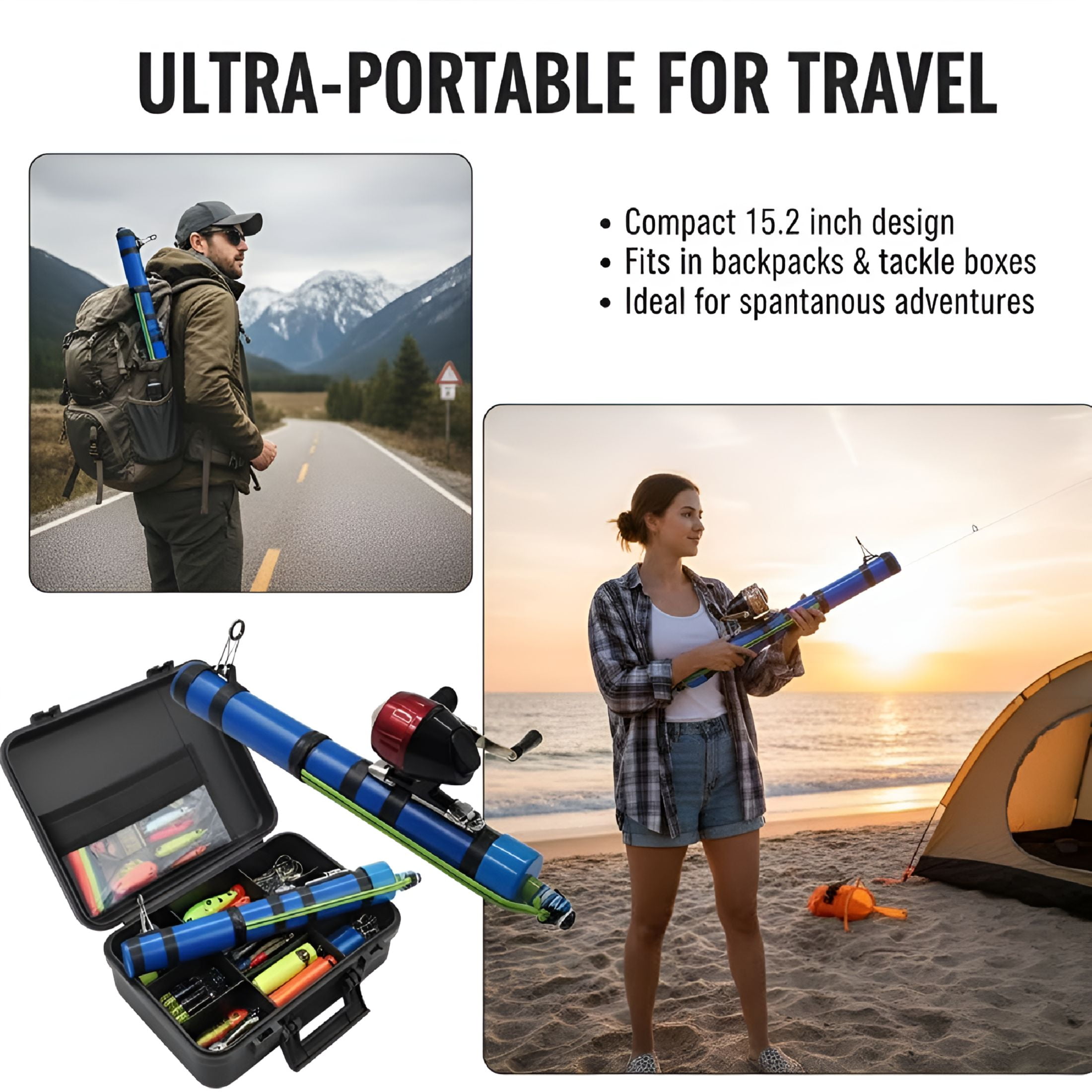BESTSKY Fishing Catapult Rod with Interchangeable Handle,38cm Portable Travel Fishing Pole,Catapult Lure System for Saltwater & Freshwater,Compact Design Ideal for Travel,Gift for Anglers
