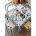 thumbnail image 6 of Coastal Octopus Table Cloth, Waterproof Tablecloth for Square Tables, Beach Nautical Ocean Coral Seahorse Vintage Reusable Washable Fabric Table Cover for Restaurant Kitchen Dining Tables 54"x54", 6 of 9