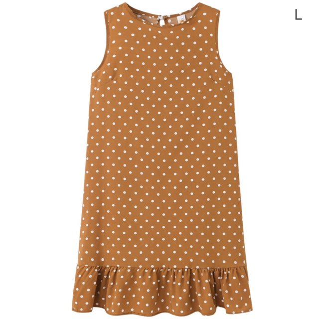 Vestido De Mujer Sin Mangas Chaleco De Puntos Con Volantes Vestido Suelto De Cuello Redondo, Caqui, L kenally AP002086-03