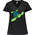 thumbnail image 3 of Inktastic Sea Turtle with swirls Women's Plus Size V-Neck T-Shirt, 3 of 5