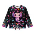 thumbnail image 5 of Xixirimido Axolotl Vibrant Flowers Print Girls Long Sleeve Shirt Kids Crewneck T-Shirts Trendy 3D Graphic Tie-hem Cute Tees for Fall Winter, Size 11-12, 5 of 7
