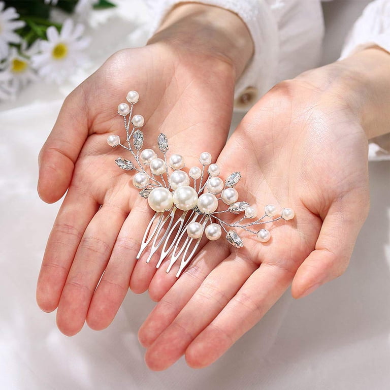 Wedding Hair Comb Pearls Flower Hair Side Comb Bridal  display picture 2