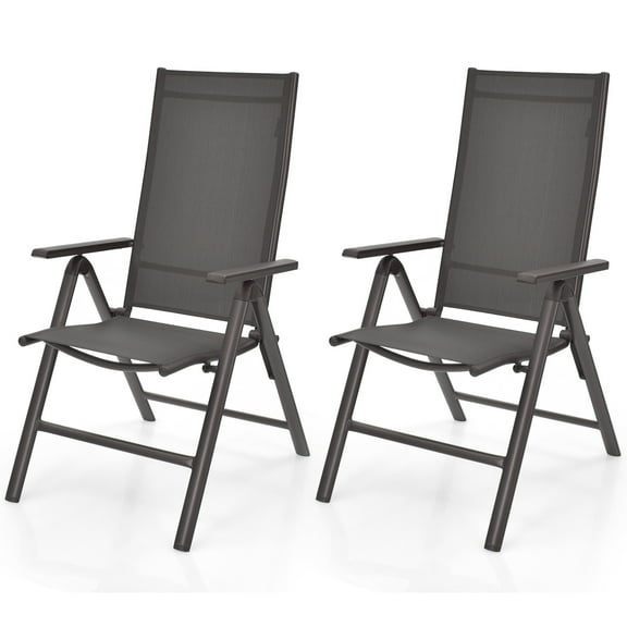 Gymax Set of 2 Folding Patio Dining Chair Camping Chair w/ Adjustable Backrest