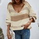 thumbnail image 2 of Suéteres Para Mujer Suéteres de Gran Tamaño Abrigo de Moda Top Cuello en V Suelto Manga Larga Abrigo de Retazos Odeerbi  ODB146155, 2 of 6
