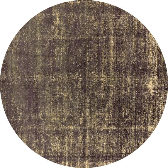 Ahgly Company Indoor Round Oriental Brown Industrial Area Rugs, 6' Round
