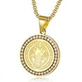 thumbnail image 5 of 14K Yellow Gold Saint Benedict Medal Necklace for Men Women Catholic Church Prayer Religious Jewelry, 5 of 6