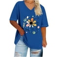 thumbnail image 2 of LEKWK T Shirts for Women Oversized Graphic Short Sleeve V Neck Casual Shirts Loose Fit Comfy Printed Summer Tops Fashion Beach Vacation Daily Outfits, 2 of 4