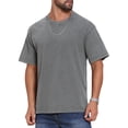 thumbnail image 4 of INSPIRE CHIC Men's Retro Distressed Crew Neck Short Sleeve Solid T-Shirts XL Gray, 4 of 5