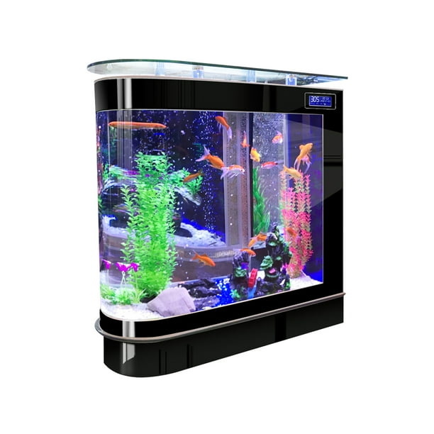 LED Aquarium Kit Upright Black Fish Tank Large Glass Fishbowl Glsaa Bar