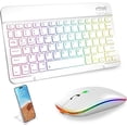 thumbnail image 1 of Combo de Teclado y Mouse Bluetooth con Retroiluminación RGB para iPad, Blanco, 1 of 7