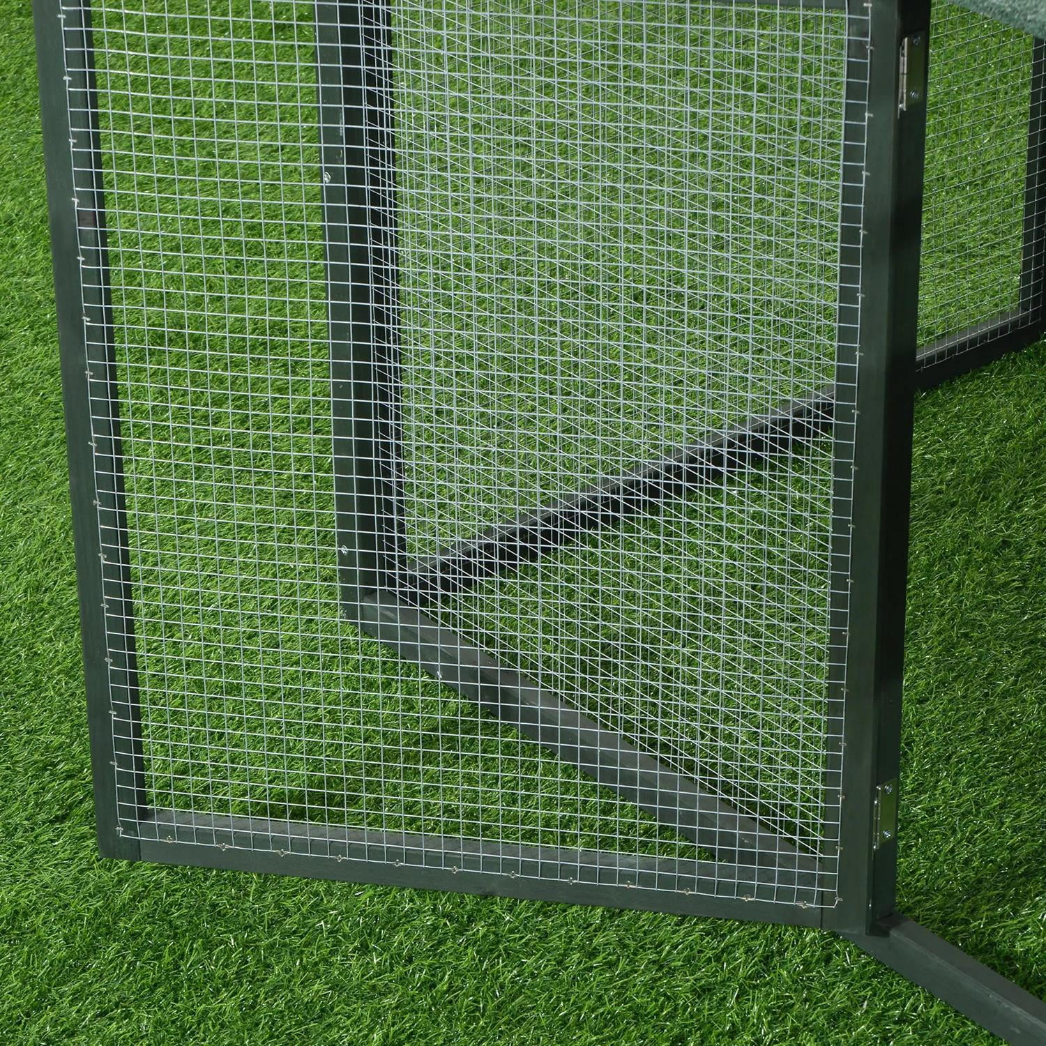 Pefilos 84" Chicken Coop Rabbit Hutch, Outdoor Wooden Poultry Cage Hen House with Nesting Box, Enclosed Run, Removable Tray for Garden Backyard, Green