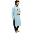 thumbnail image 2 of Atasi Men's Indian Ethnic Cotton Kurta Pajama Set Long Bollywood Shirt-Small, 2 of 7