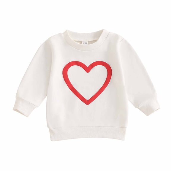 Maean Little Girls Shirts Heart Graphic Long Sleeve Crewneck Tshirts Toddler Girl Casual Sweatshirts