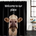 thumbnail image 2 of Funny Cow Shower Curtain, Waterproof Shower Curtains for Bathroom, Welcome To OUR Place Modern Retro Washable Fabric Bathtub Curtain Set Bath Decor with 12 Hooks 48"x72", 2 of 8