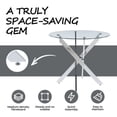 thumbnail image 2 of Round Glass Dining Table - Chrome Metal Legs, Clear Glass Table Top, Modern Dining Table for Home Kitchen Dining Room, 2 of 5