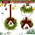 thumbnail image 2 of JEWLALO Mini Christmas Wreath Set of 2, 12 Inch Small Wreaths for Kitchen Cabinets, with Deep Red Bow Vintage Bells Pine and Cypress Leaves for Fireplace Window Farmhouse Indoor Home Decorations, 2 of 7