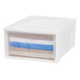 thumbnail image 1 of IRIS 30 Quart Medium Stackable Plastic Storage Chest Drawer Bin, White (3 Pack), 1 of 6