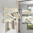 thumbnail image 2 of Towel Racks for Bathroom, 24-Inch Towel Shelf with 2 Towel Bar Foldable Towel Holder with 7 Hooks Towel Storage Organizer for Bathroom & Lavatory Wall Mounted(Milky White), 2 of 13