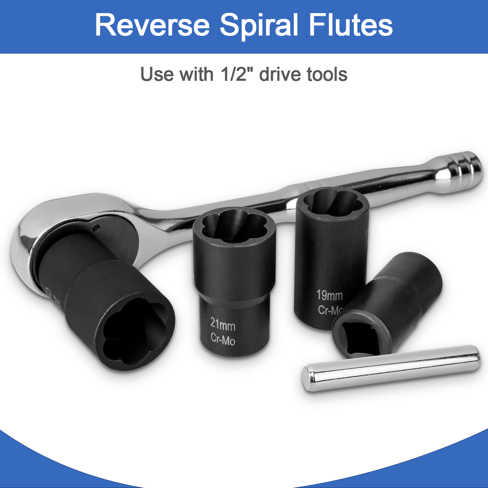 Tonsiki 5-Piece 1/2 Inch Drive Lug Nut Extractor Set photo 4