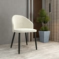 thumbnail image 3 of LeisureMod Dining Chair Upholstered in Boucle with Curve-Back Design and Wood Leg for Modern Home and Kitchen Set of 2 Paradiso Collection in White, 3 of 11