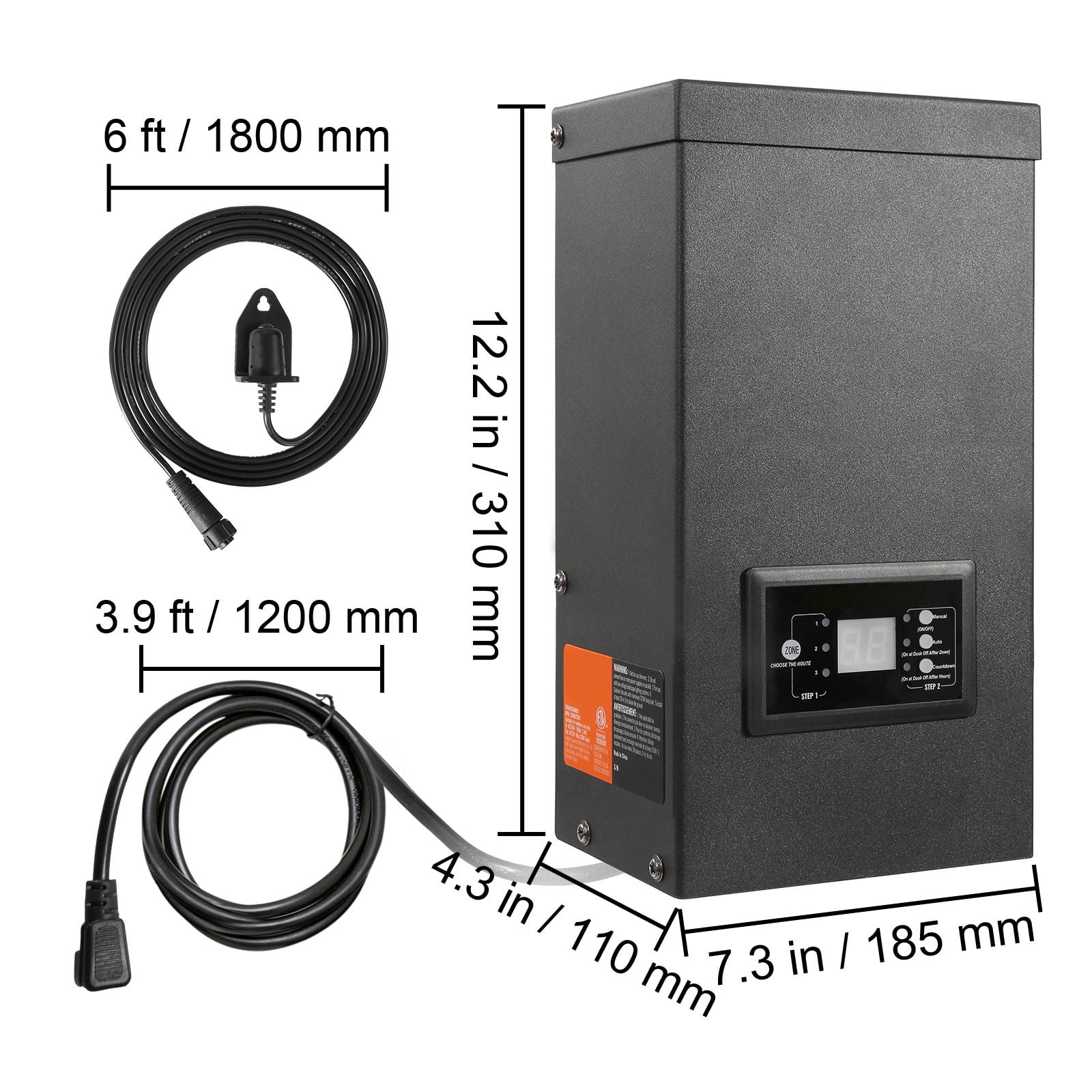 600W Landscape Transformer, Timed Light Sensor, Waterproof 120V to 12V/14V Outdoor Spotlight Trail Pool ETL Certified