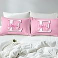 thumbnail image 4 of Erosebridal Monogrammed E Twin Sheet Sets, Initial Letter Bedding Twin Size, Pink Bow Reversible Bed Sheets Twin, Super Cozy Bedroom Decor, 3-Piece, 4 of 7