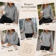 thumbnail image 4 of Womens Zip up Sweatshirt, Stand Collar Fleece Jackets No Hood, Lightweight Casual Solid Color Long Sleeve Zipper Front Fall Jackets with Pockets B-Gray S, 4 of 10
